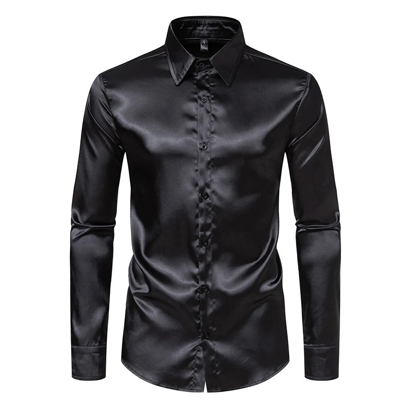 Men's Shiny Satin Shirt – Perfect for Parties & Events