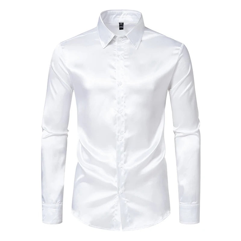Men's Shiny Satin Shirt – Perfect for Parties & Events