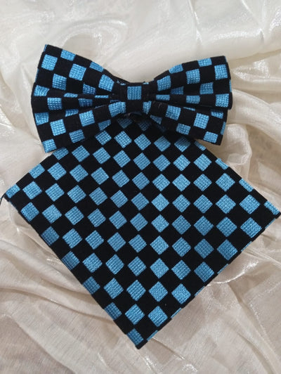 Luxury Checkered Bow Tie & Pocket Square Set for Men – Perfect for Formal Events