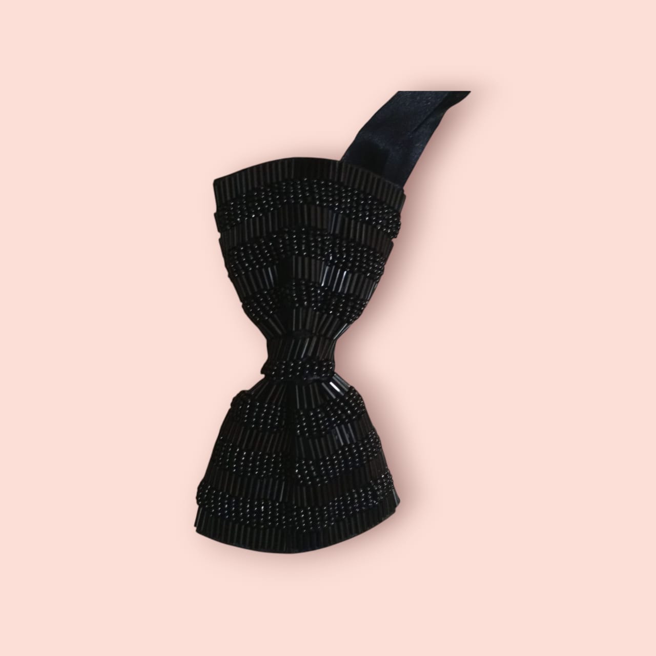"Luxury Black Beaded Bow Tie – Perfect for Weddings, Parties & Formal Events"
