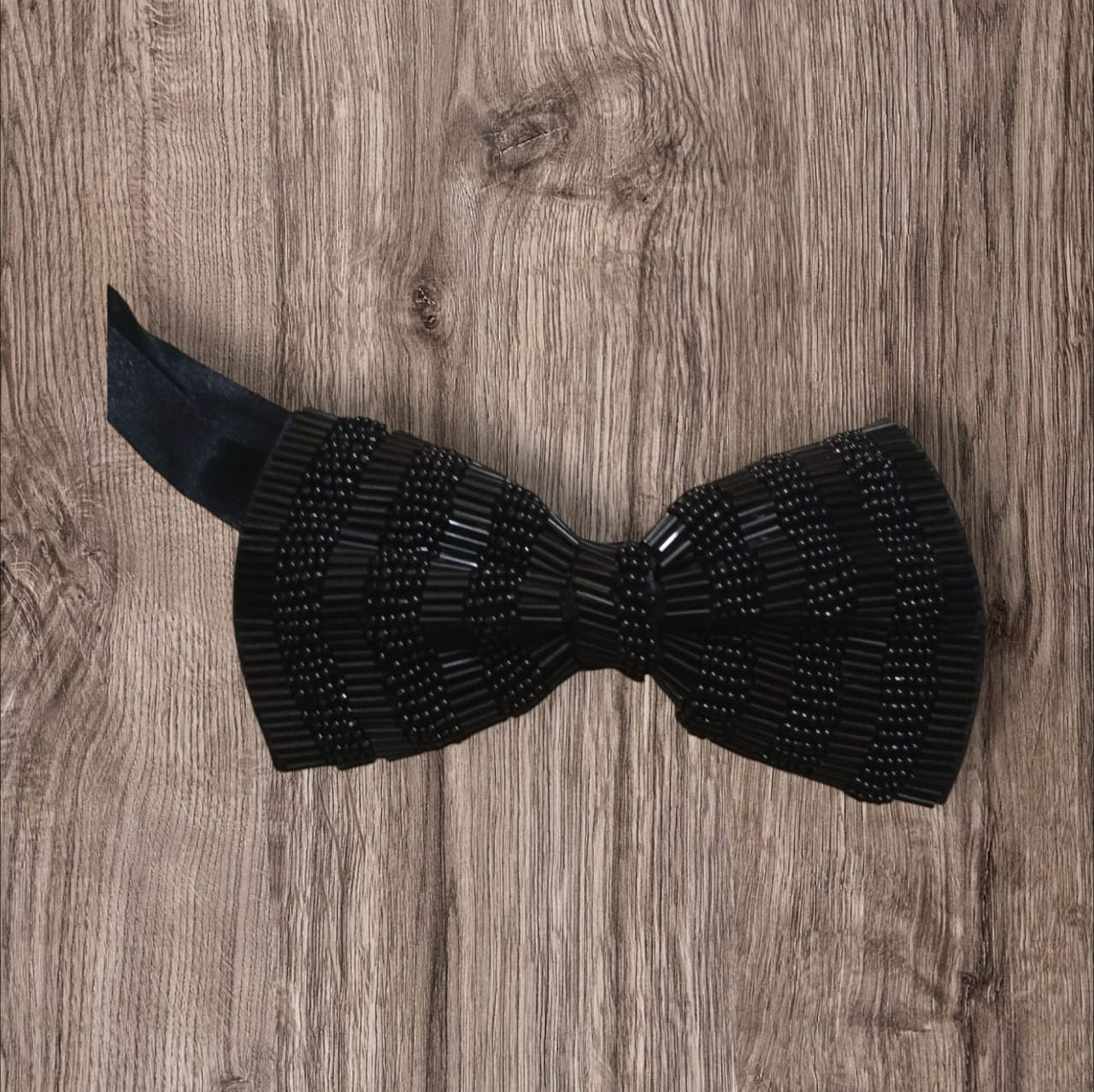 "Luxury Black Beaded Bow Tie – Perfect for Weddings, Parties & Formal Events"