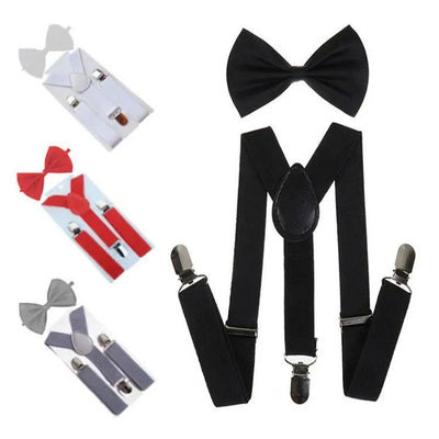 Men's Formal Attire Set: Bow Tie & Suspenders for Weddings & Events