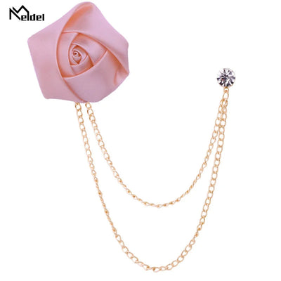 Stylish Double Chain Rose Brooch – Perfect for Suits & Jackets