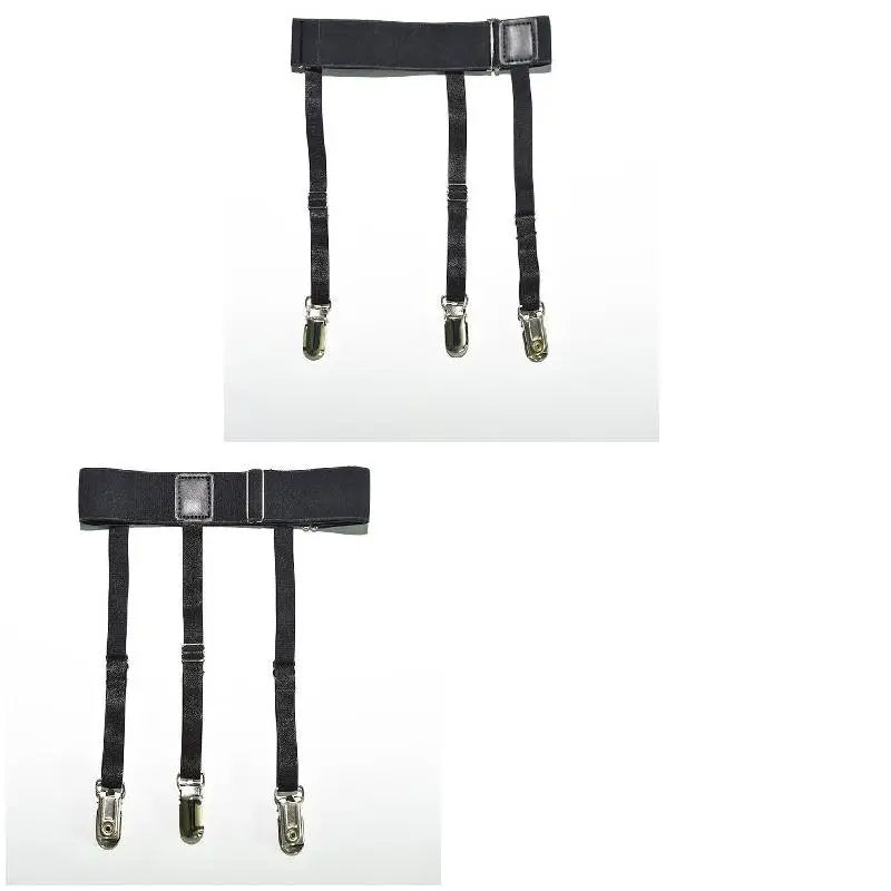 2pcs Men Shirt Stays Belt With Locking Clamps Adjustable Elastic Shirt Tuckers Garters Shirt Holders Leg Thigh Suspender Strap
