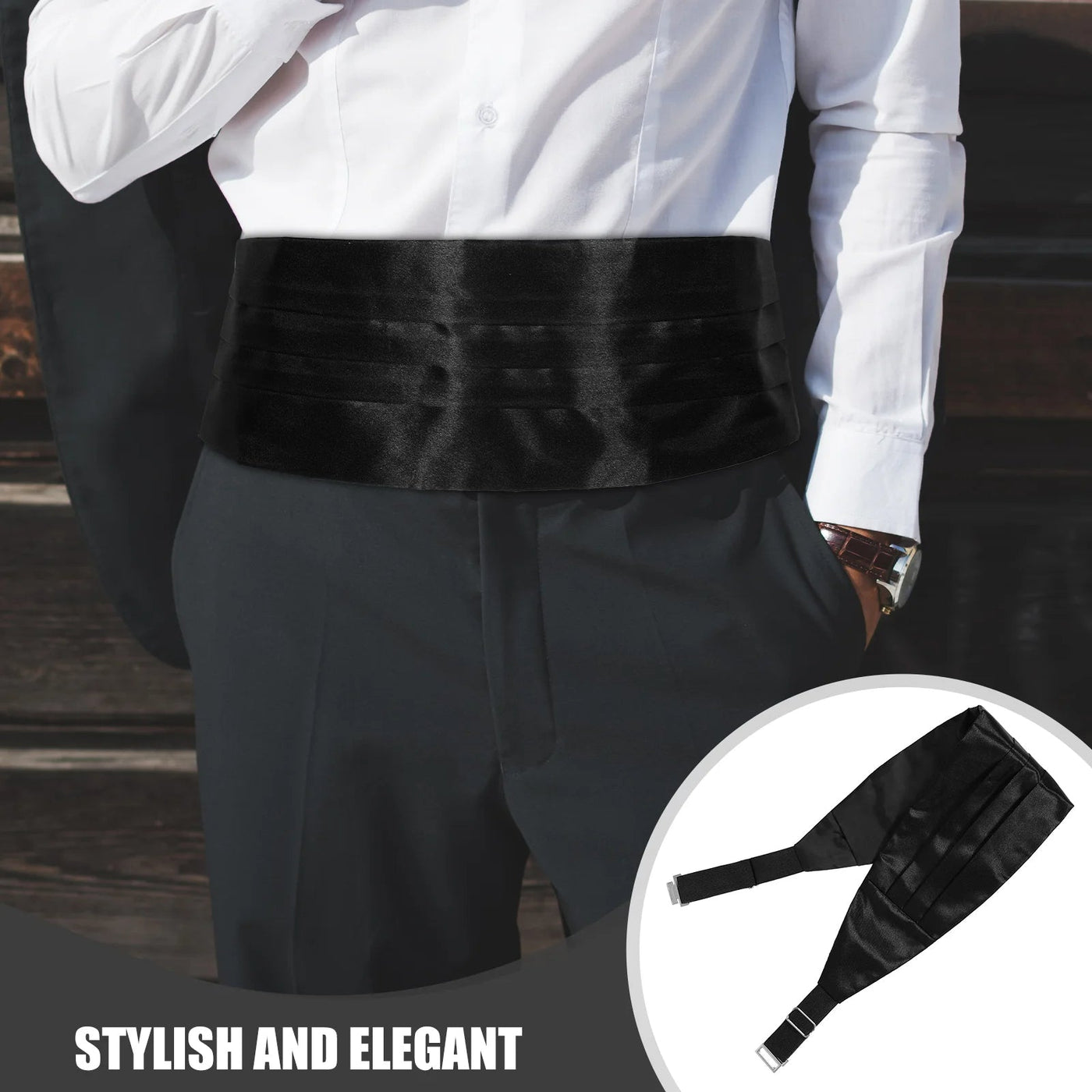Elegant Black Tie & Cummerbund Combo – Wedding & Party Essential