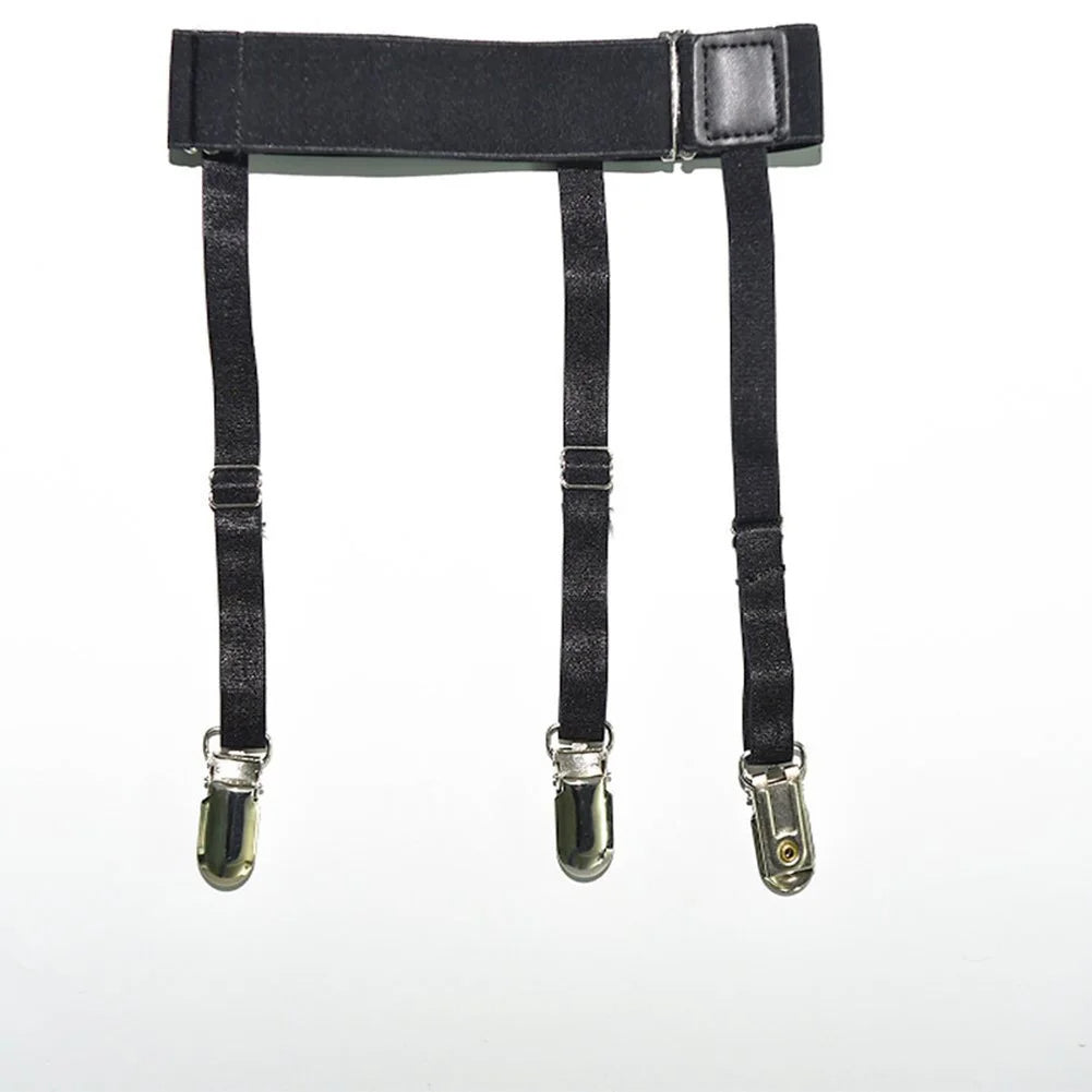 2pcs Men Shirt Stays Belt With Locking Clamps Adjustable Elastic Shirt Tuckers Garters Shirt Holders Leg Thigh Suspender Strap