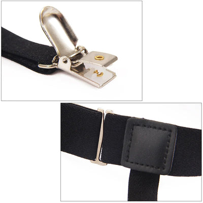 2pcs Men Shirt Stays Belt With Locking Clamps Adjustable Elastic Shirt Tuckers Garters Shirt Holders Leg Thigh Suspender Strap