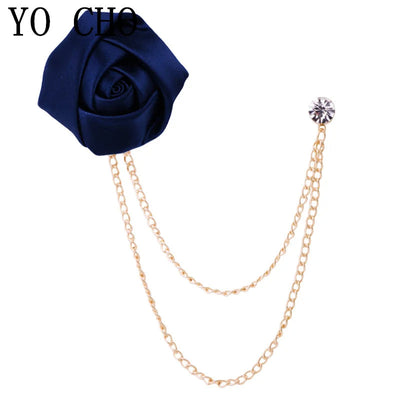 Stylish Double Chain Rose Brooch – Perfect for Suits & Jackets