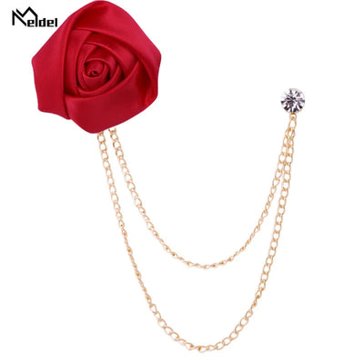 Stylish Double Chain Rose Brooch – Perfect for Suits & Jackets