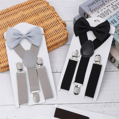 Men's Formal Attire Set: Bow Tie & Suspenders for Weddings & Events