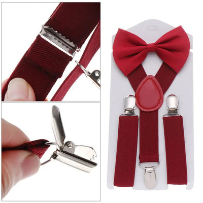 Men's Formal Attire Set: Bow Tie & Suspenders for Weddings & Events