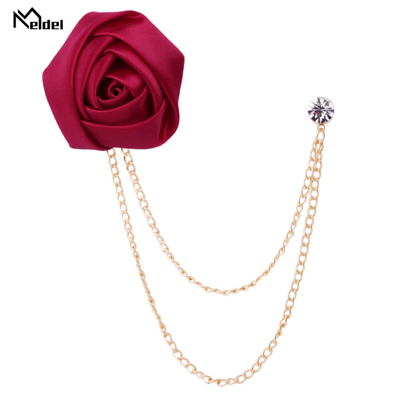 Stylish Double Chain Rose Brooch – Perfect for Suits & Jackets