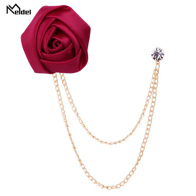 Stylish Double Chain Rose Brooch – Perfect for Suits & Jackets