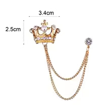 Royal Crown Brooch with Chain – Luxury Lapel Pin for Men & Women