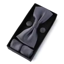 Mens Cool Colors Party Bow Tie, Handkerchief and Cufflinks Set