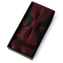 Mens Cool Colors Party Bow Tie, Handkerchief and Cufflinks Set