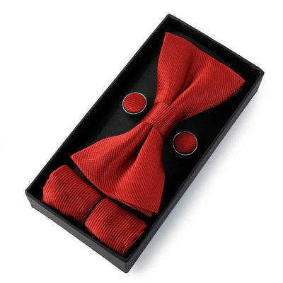 Mens Cool Colors Party Bow Tie, Handkerchief and Cufflinks Set
