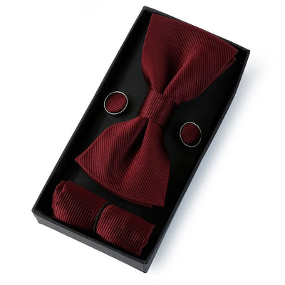 Mens Cool Colors Party Bow Tie, Handkerchief and Cufflinks Set
