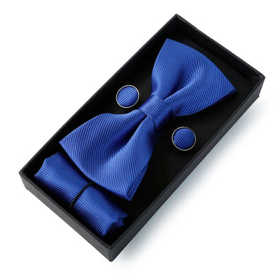Mens Cool Colors Party Bow Tie, Handkerchief and Cufflinks Set