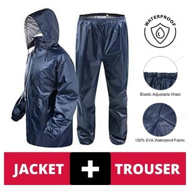 2-Piece Raincoat Set – Lightweight Waterproof Jacket & Trousers