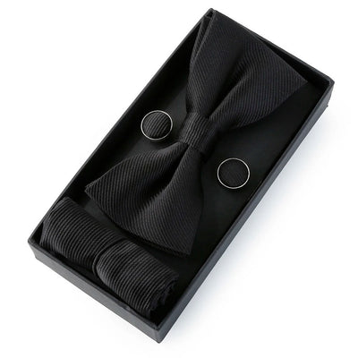 Mens Cool Colors Party Bow Tie, Handkerchief and Cufflinks Set