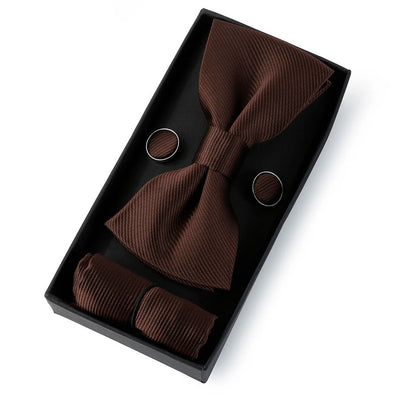 Mens Cool Colors Party Bow Tie, Handkerchief and Cufflinks Set