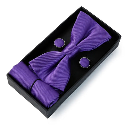 Mens Cool Colors Party Bow Tie, Handkerchief and Cufflinks Set