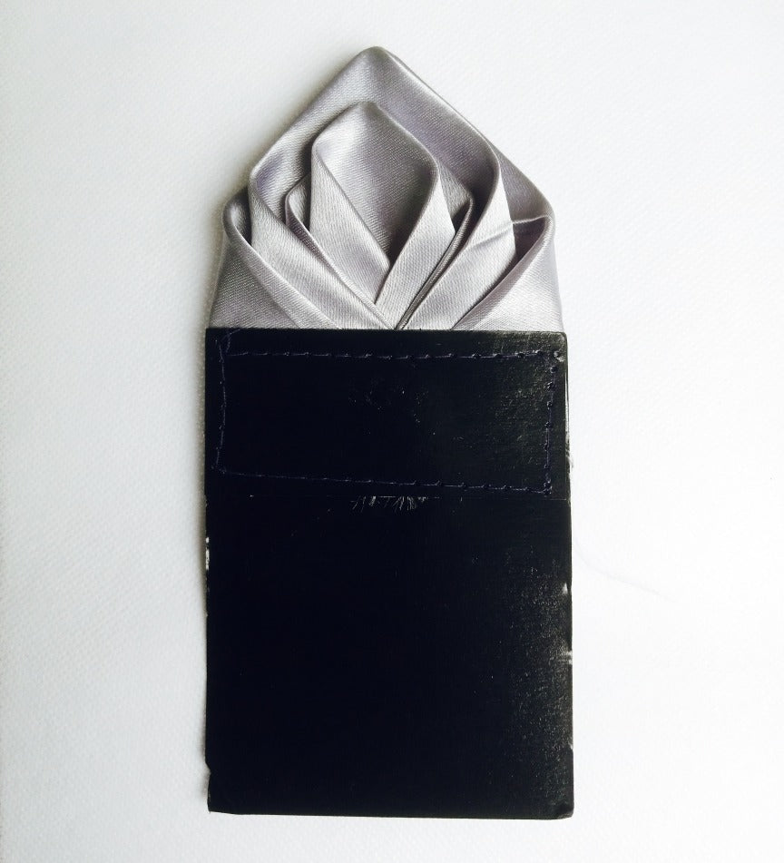 3 PCS Luxury Pre-Folded Satin Pocket Square with Card Holder